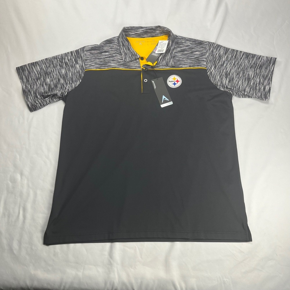 Antigua Polo Pittsburgh Steelers Black Gold Heathered Final Play EB4065 XL